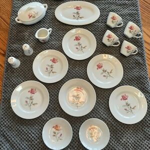 Vintage Moss Rose Tea Set